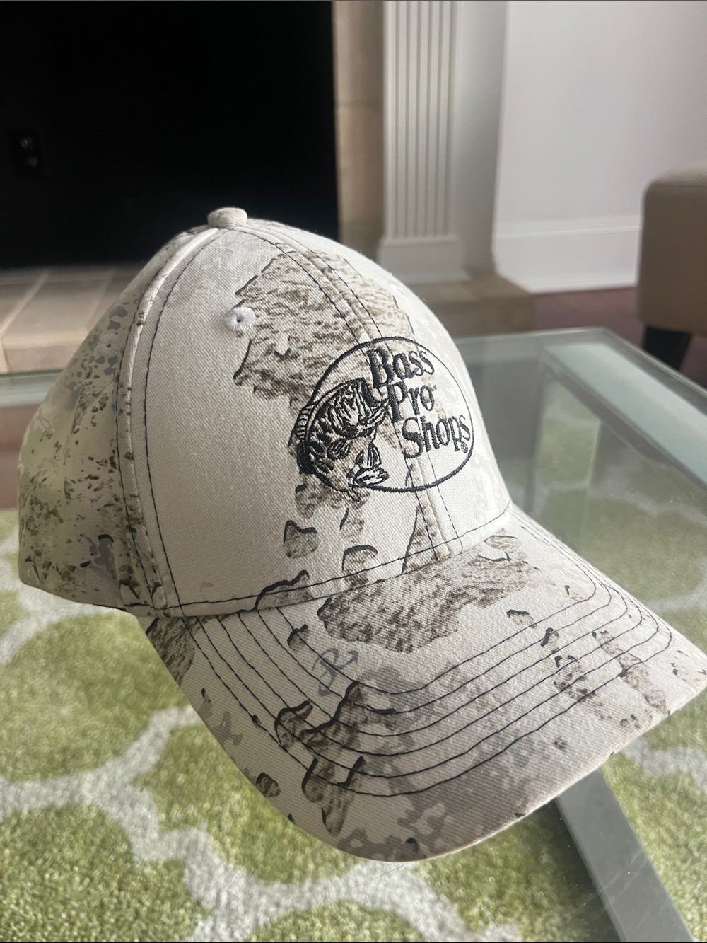 Bass Pro Shops Cream and Brown Camo Logo Hat